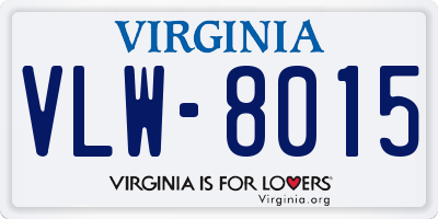 VA license plate VLW8015