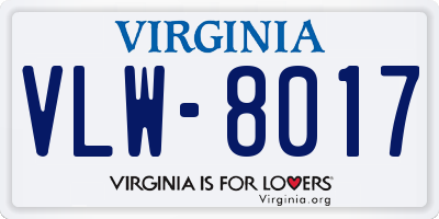 VA license plate VLW8017