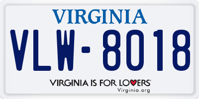 VA license plate VLW8018