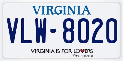 VA license plate VLW8020