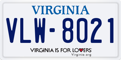 VA license plate VLW8021