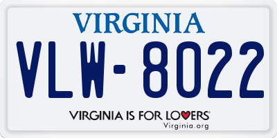 VA license plate VLW8022