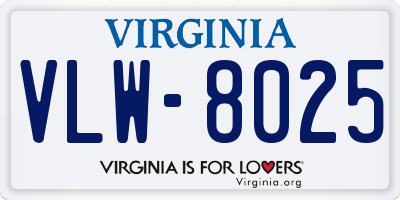 VA license plate VLW8025