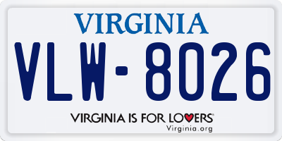 VA license plate VLW8026