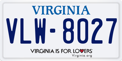 VA license plate VLW8027