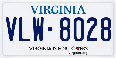 VA license plate VLW8028