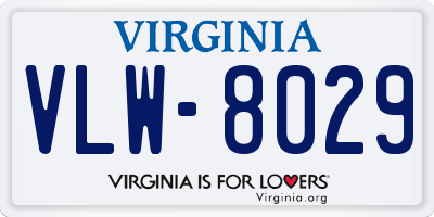 VA license plate VLW8029