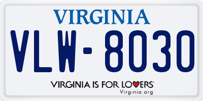 VA license plate VLW8030