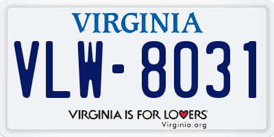 VA license plate VLW8031