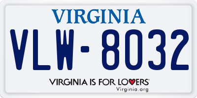 VA license plate VLW8032