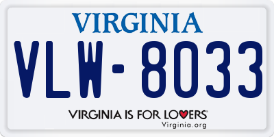 VA license plate VLW8033