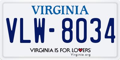 VA license plate VLW8034