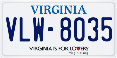 VA license plate VLW8035