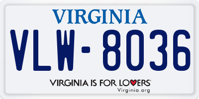 VA license plate VLW8036