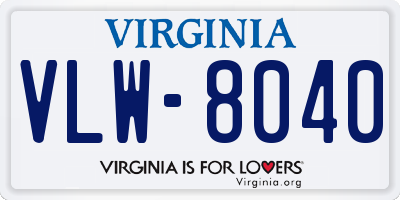 VA license plate VLW8040