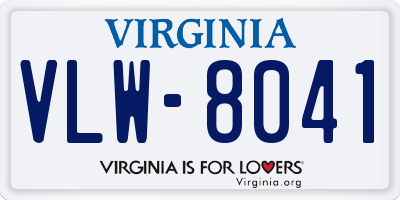 VA license plate VLW8041