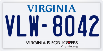 VA license plate VLW8042