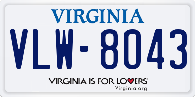 VA license plate VLW8043