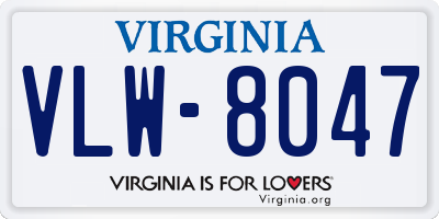 VA license plate VLW8047