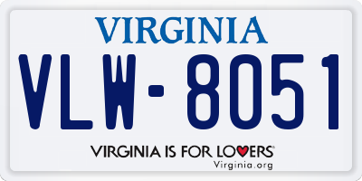 VA license plate VLW8051