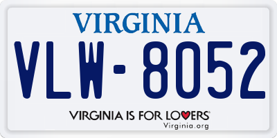 VA license plate VLW8052