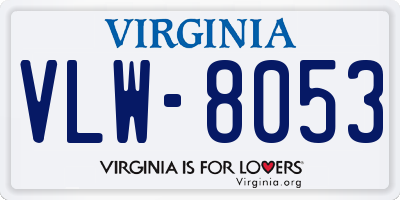 VA license plate VLW8053