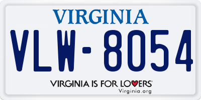 VA license plate VLW8054