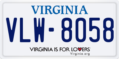 VA license plate VLW8058