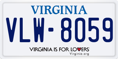 VA license plate VLW8059