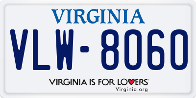 VA license plate VLW8060