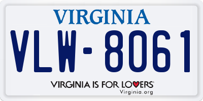 VA license plate VLW8061