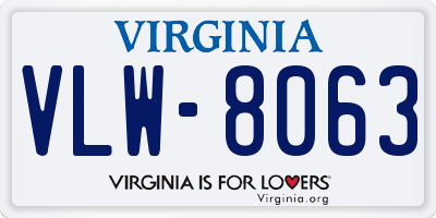 VA license plate VLW8063