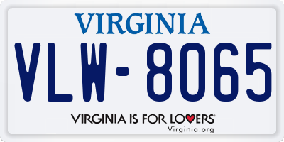 VA license plate VLW8065