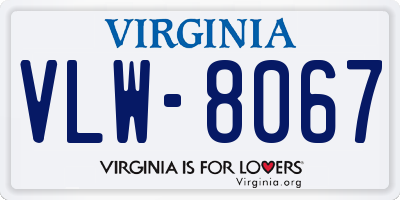 VA license plate VLW8067