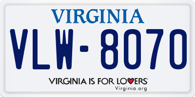 VA license plate VLW8070