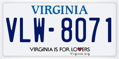 VA license plate VLW8071