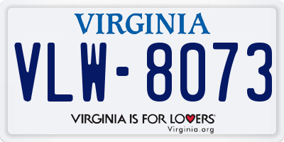 VA license plate VLW8073