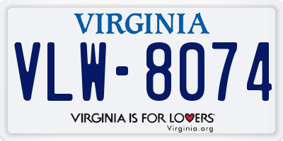 VA license plate VLW8074