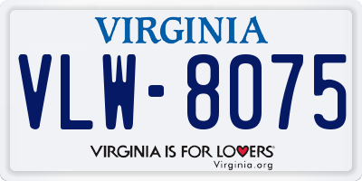 VA license plate VLW8075