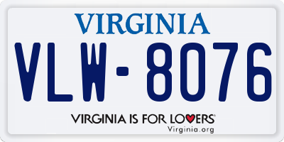 VA license plate VLW8076