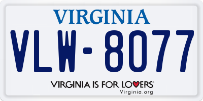 VA license plate VLW8077