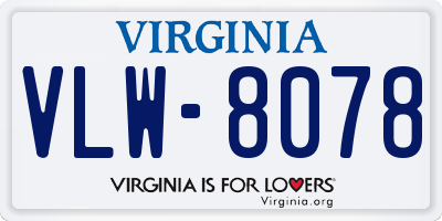 VA license plate VLW8078