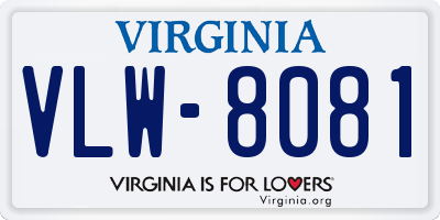 VA license plate VLW8081