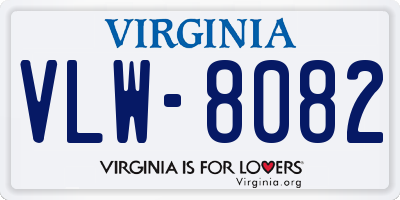 VA license plate VLW8082