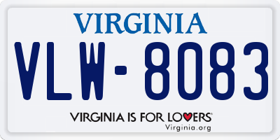 VA license plate VLW8083