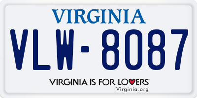 VA license plate VLW8087