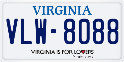 VA license plate VLW8088