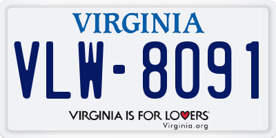 VA license plate VLW8091