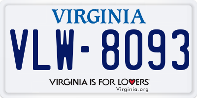 VA license plate VLW8093