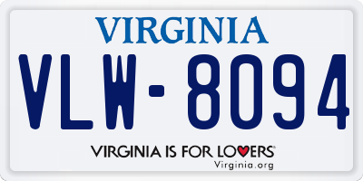 VA license plate VLW8094